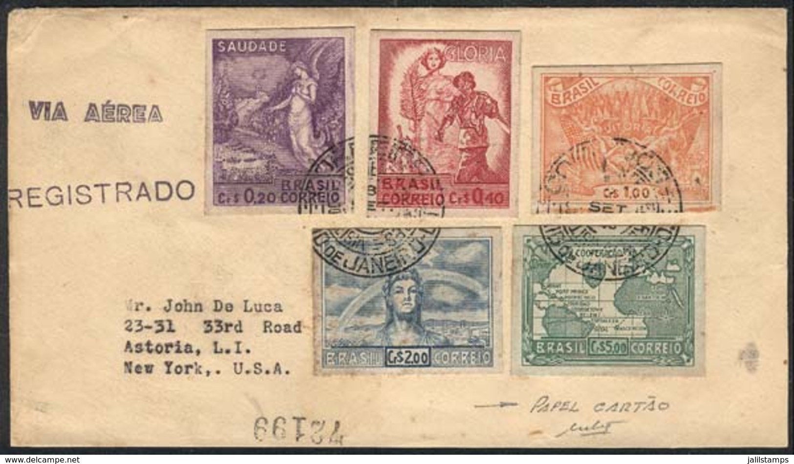 BRAZIL: Cover Franked With The Set RHM.C-198/202, Cut Out From A Special Souvenir Sheet (folhinha), Sent By Registered A - Préphilatélie