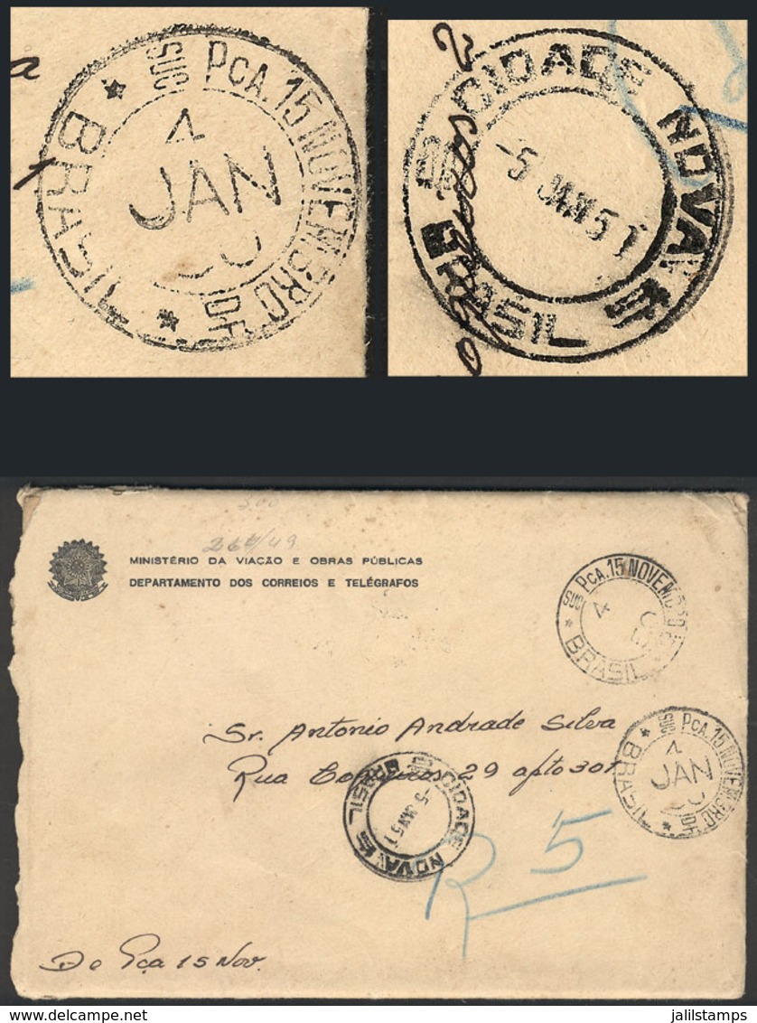 BRAZIL: Official Envelope Of The Post With Printed Matter Of A Baptist Church, Posted In Rio On 4/JA/1950, With Interest - Vorphilatelie