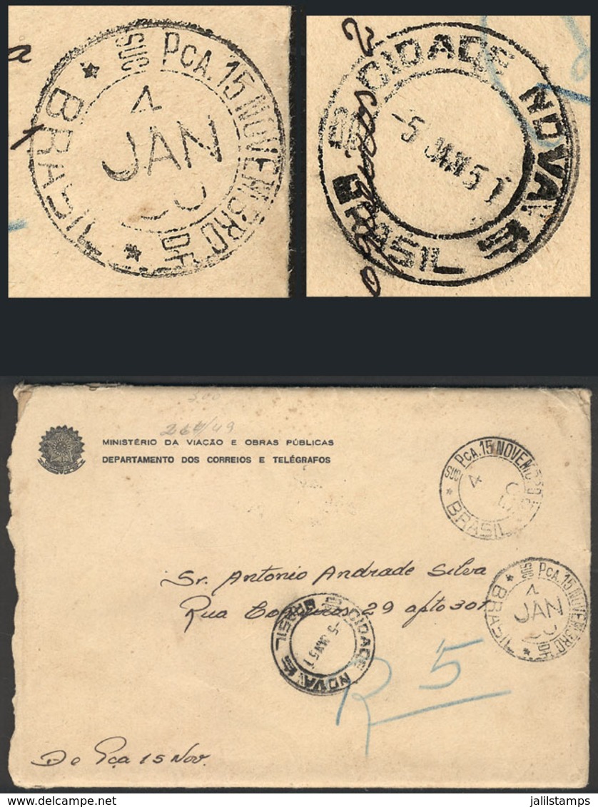 BRAZIL: Official Envelope Of The Post With Printed Matter Of A Baptist Church, Posted In Rio On 4/JA/1950, With Interest - Prefilatelia