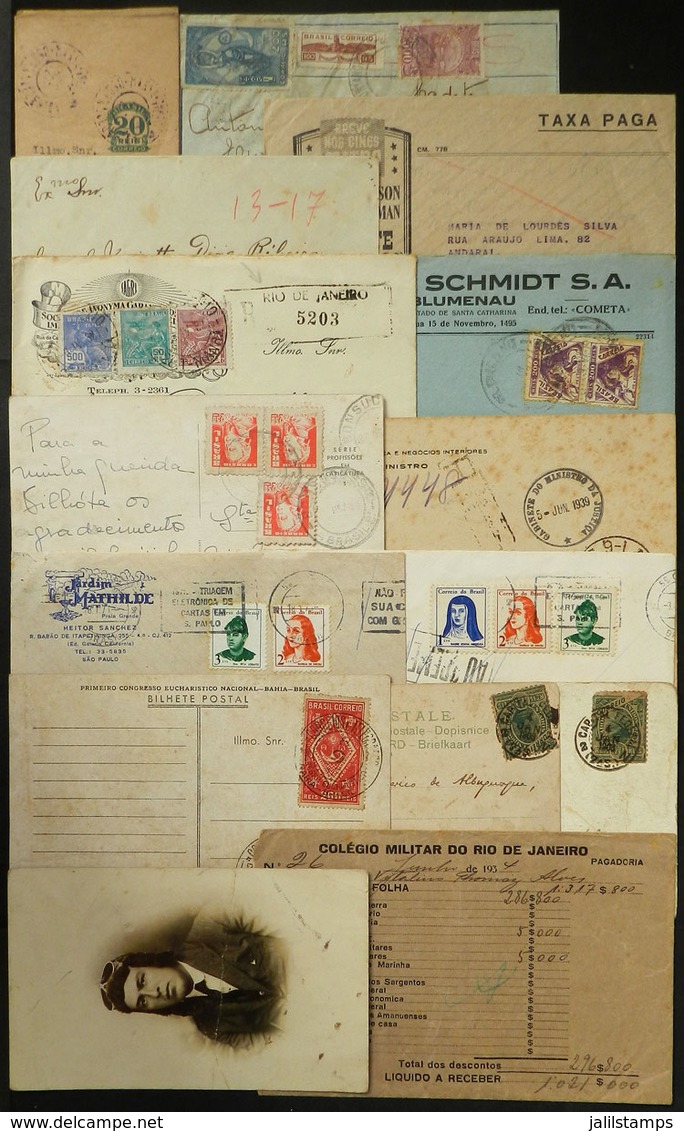 BRAZIL: Lot Of Covers, Cards, Postal Stationeries, Etc., Some Very Interesting, Low Start! - Collections, Lots & Series