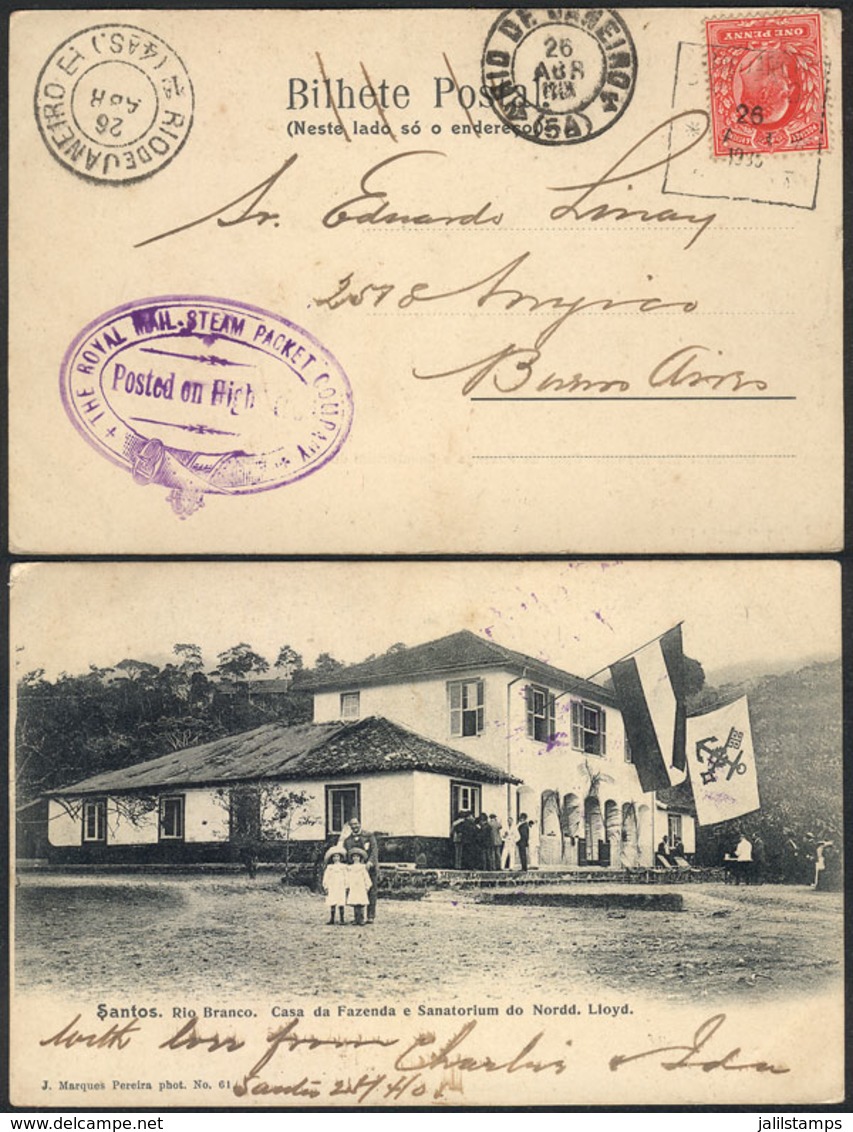 BRAZIL: Postcard (view Of Santos, Rio Branco, Casa Da Fazenda E Sanatorium Do Nordd, Lloyd - Editor J. Marques Pereira)  - Otros