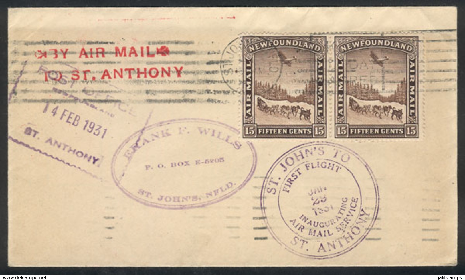 CANADA - NEWFOUNDLAND: 29/JA/1931 St. John's - St. Anthony: First Flight, With Special Handstamp And Arrival Mark, Very  - 1908-1947