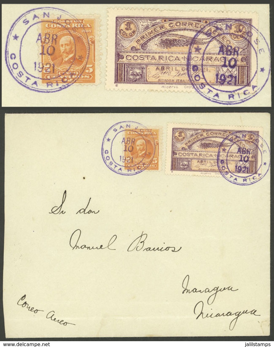 COSTA RICA: 10/AP/1921 Failed Experimental Flight Between San José And Managua, With Special Stamp Of 1C., Very Interest - Costa Rica
