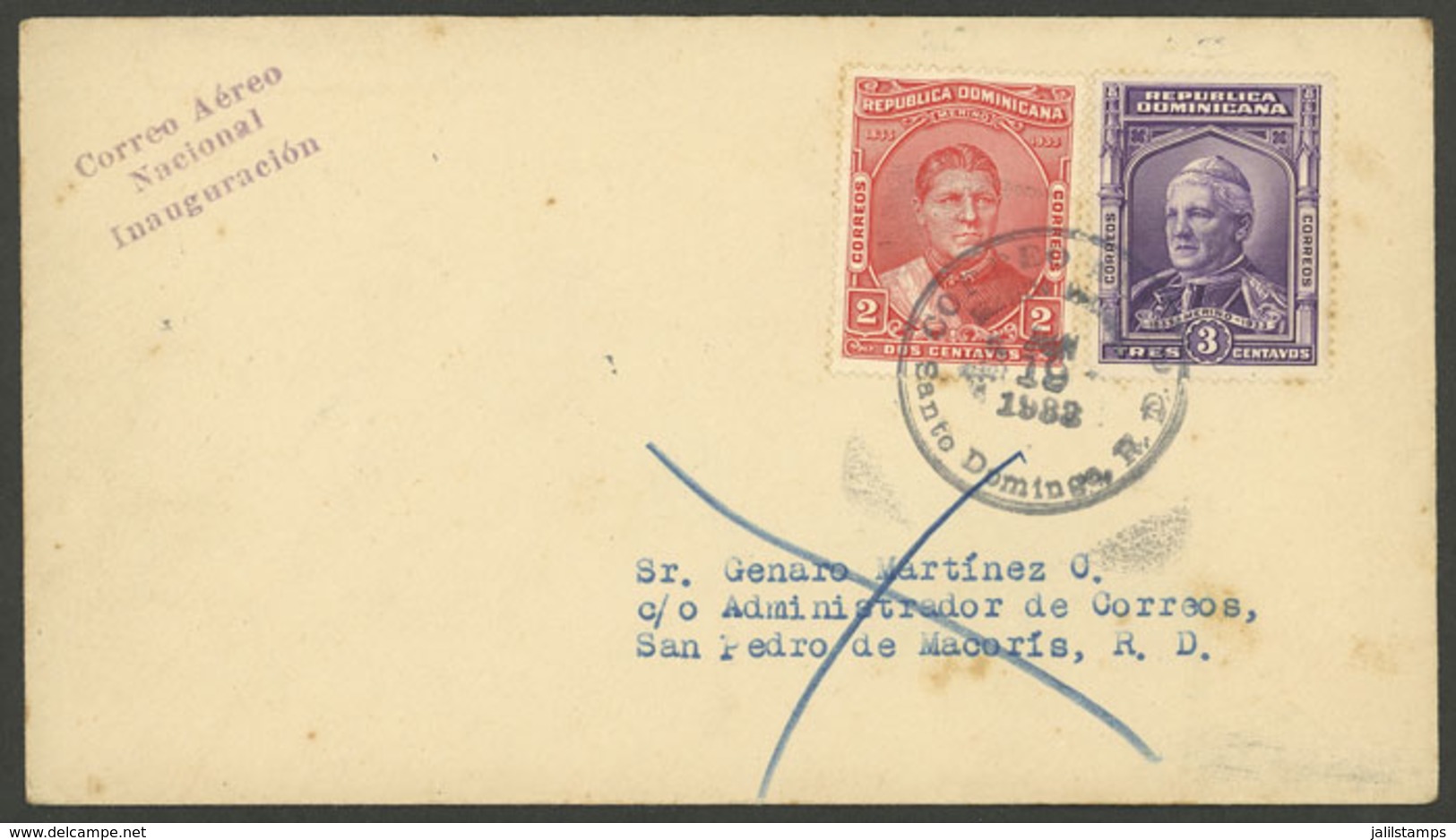 DOMINICAN REPUBLIC: 19/MAY/1933 Santo Domingo - San Pedro De Macorís, Inaugural Flight Of Correo Aéreo Nacional, Arrival - Dominikanische Rep.