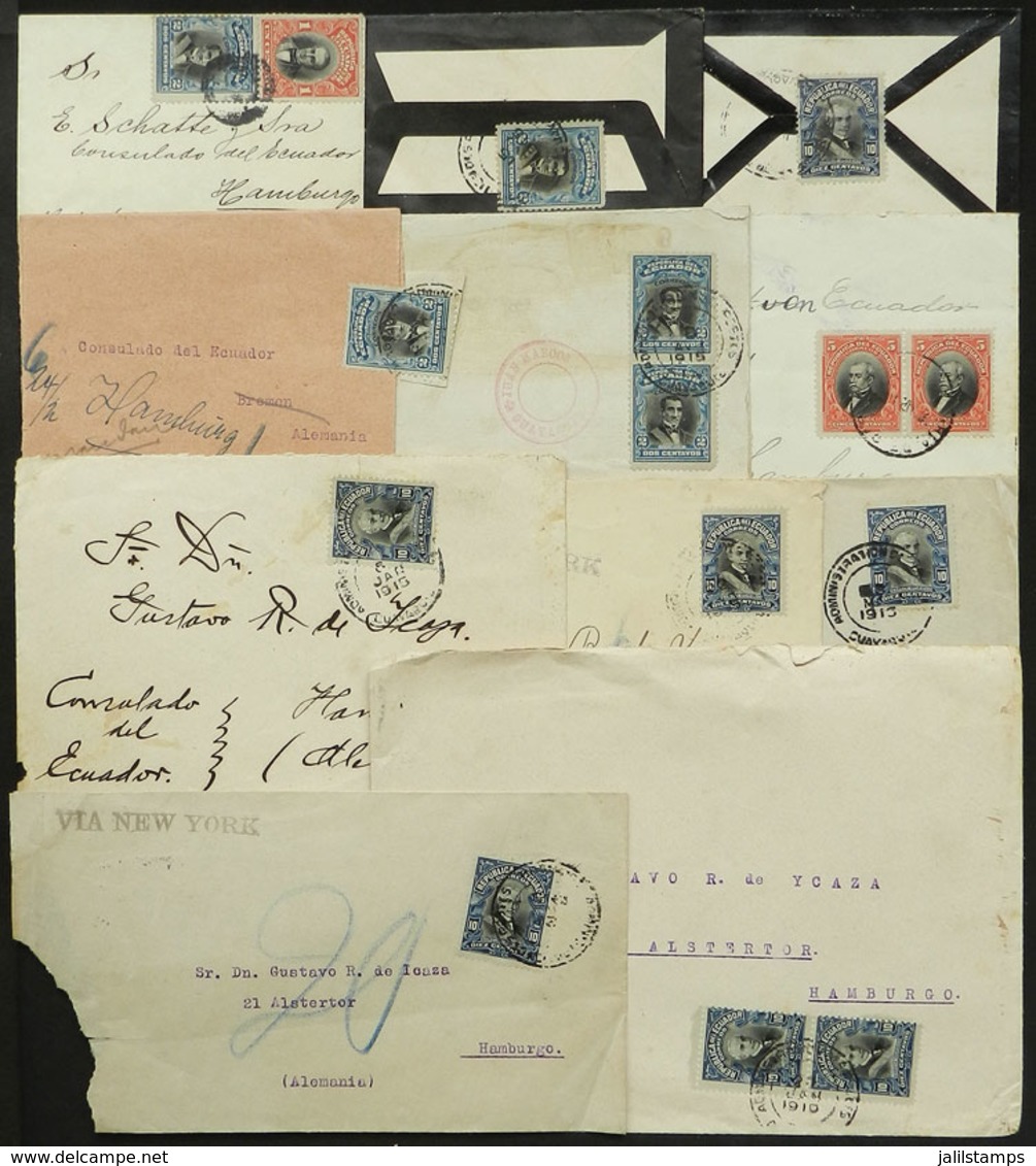 ECUADOR: 11 Covers, Wrappers, Etc. Sent To Germany In 1915, Interesting! - Ecuador