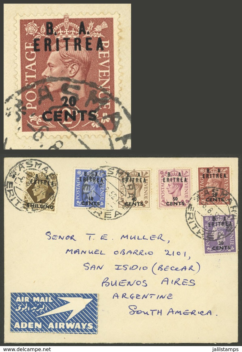 ERITREA - BRITISH OCCUPATION: 6/AU/1952 Asmara - Buenos Aires, Airmail Cover With Handsome Multicolor Postage That Inclu - Erythrée