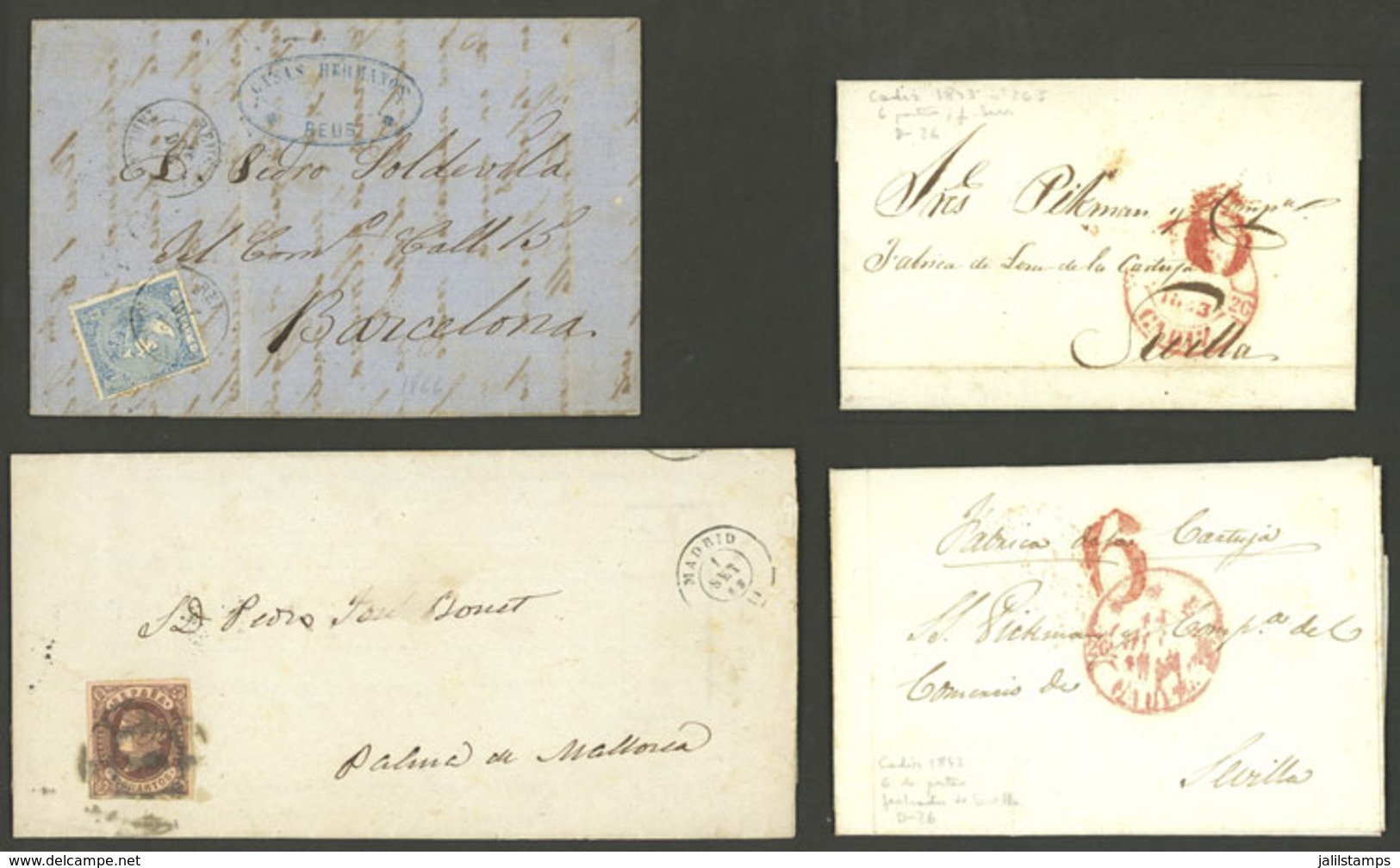 SPAIN: 4 Entire Letters Used Between 1842 And 1862, Very Fine Quality! - ...-1850 Prefilatelia