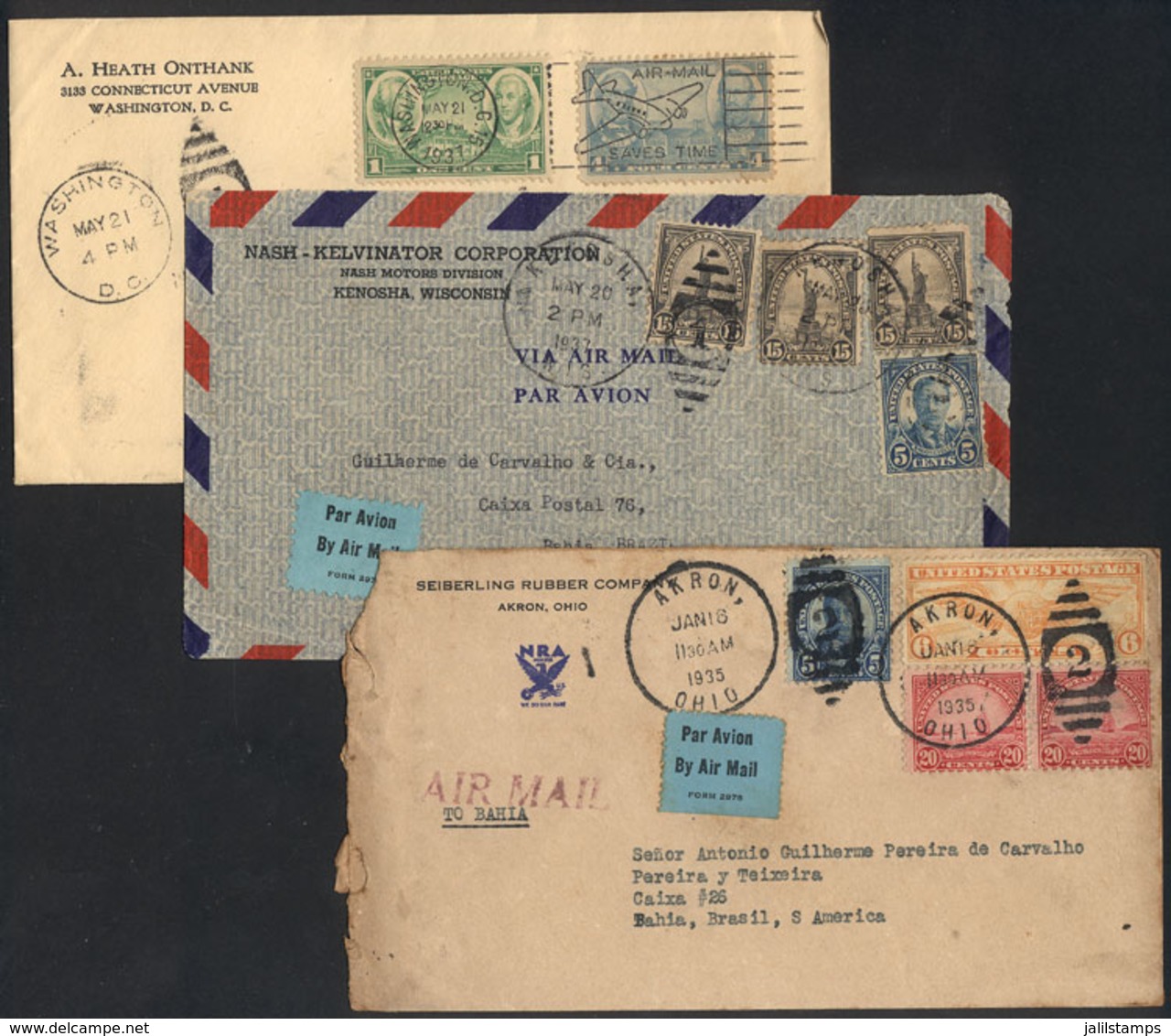 UNITED STATES: 3 Covers Sent To Brazil In 1935 And 1937, Nice Postages! - Cartas & Documentos