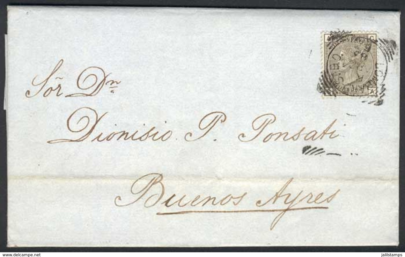 GREAT BRITAIN: 24/APR/1883 LONDON - ARGENTINA: Complete Folded Letter Franked By Sc.84 Plate 18, Cancelled LOMBARD ST. B - ...-1840 Precursori