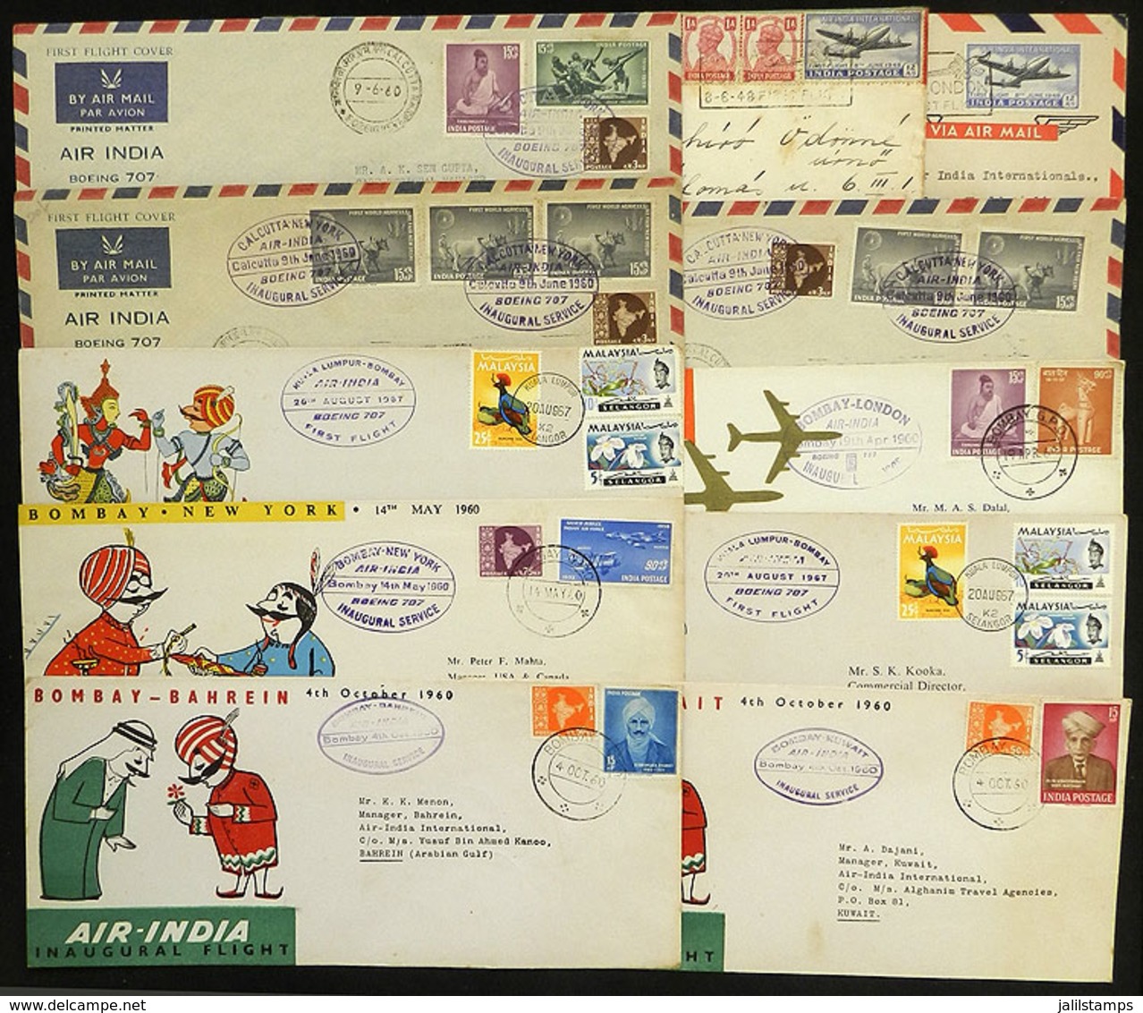 INDIA: FIRST FLIGHTS And Inaugural Flights: 11 Covers To Or From Other Countries, Interesting Group! IMPORTANT: Please V - Lettres & Documents