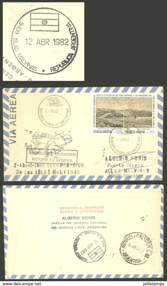 FALKLAND ISLANDS/MALVINAS: FALKLANDS WAR: Cover Sent From Buenos Aires To Puerto Rivero (Falkland Islands) On 2/AP/1982, - Falkland