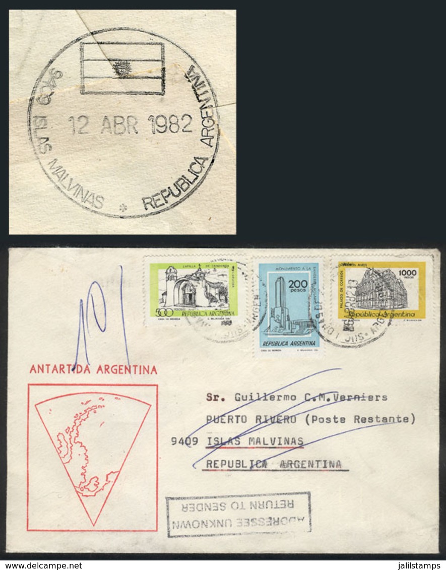 FALKLAND ISLANDS/MALVINAS: Cover Sent From Temperley To PUERTO RIVERO On 6/AP/1982 And Returned To Sender With Marks: "A - Falkland