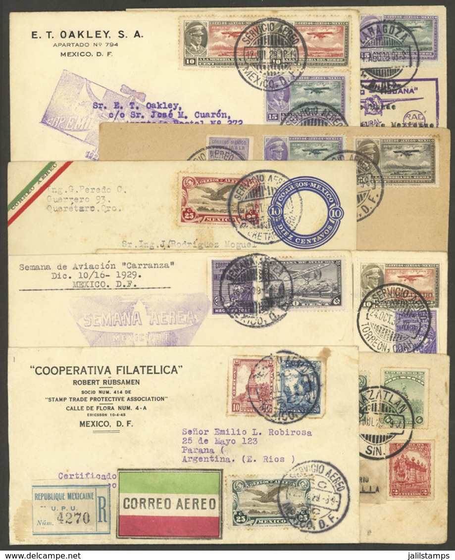 MEXICO: 8 Covers Used Between 1929 And 1933, FIRST FLIGHTS Or Special Flights, Very Interesting! IMPORTANT: Please View  - Mexique