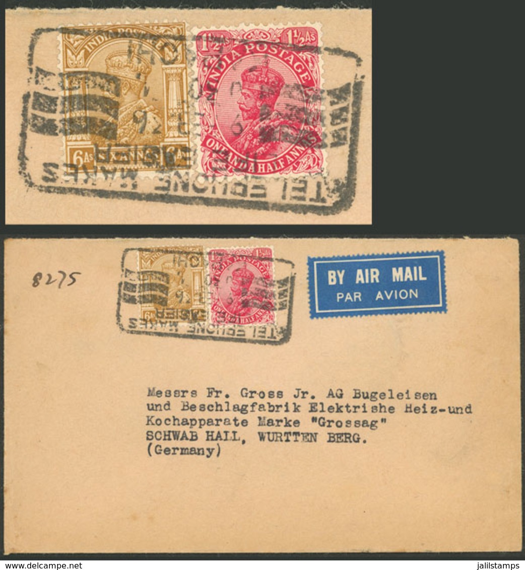PAKISTAN: 9/FE/1936 LAHORE- Germany, Airmail Cover With 7½a. Postage (British India Stamps) With Attractive Thematic Can - Pakistan
