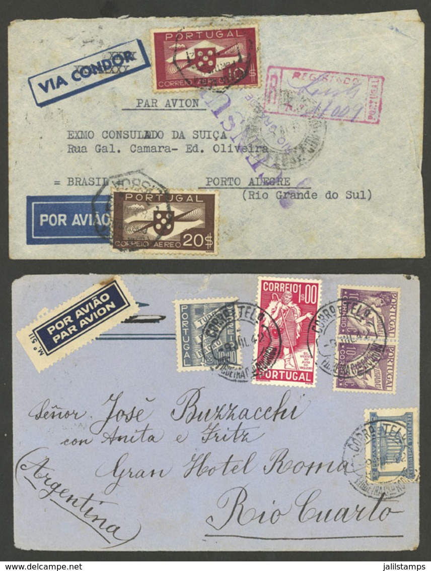 PORTUGAL: 2 Airmail Covers Sent To Brazil And Argentina In 1942, Nice Frankings! - Briefe U. Dokumente