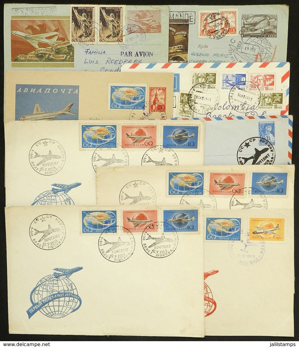 RUSSIA: 9 Covers With Marks (mostly) Of Late 1950s, For Flights, First Flights Or Special Flights, Including 2 Attractiv - Cartas & Documentos