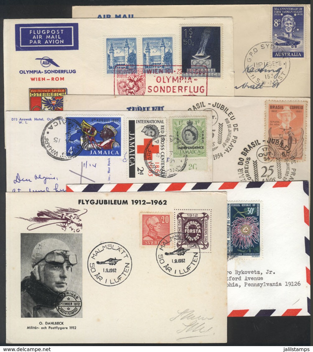 WORLDWIDE: FIRST FLIGHTS, Flown Covers And Cards And With Postmarks Related To AIRMAIL: Approximately 70 Covers Or Cards - Sonstige & Ohne Zuordnung