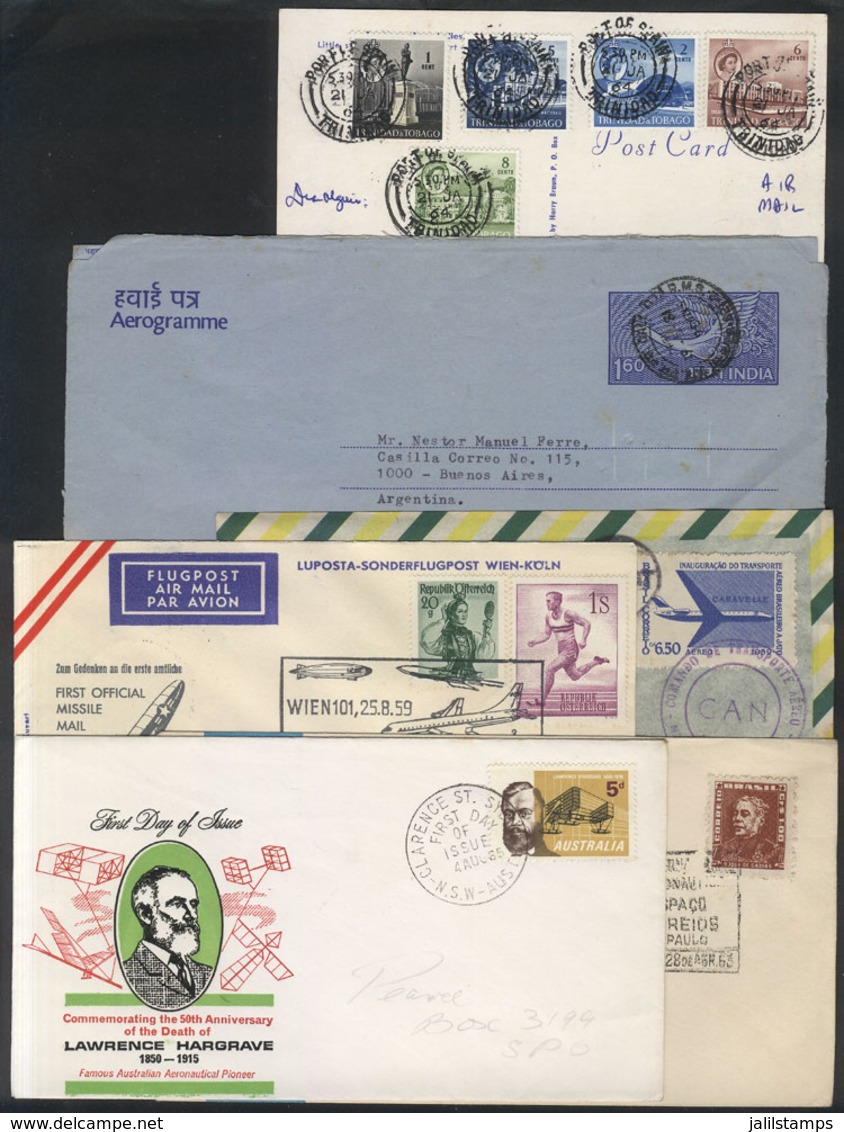 WORLDWIDE: FIRST FLIGHTS, Flown Covers And Cards And With Postmarks Related To AIRMAIL: Approximately 70 Covers Or Cards - Otros & Sin Clasificación