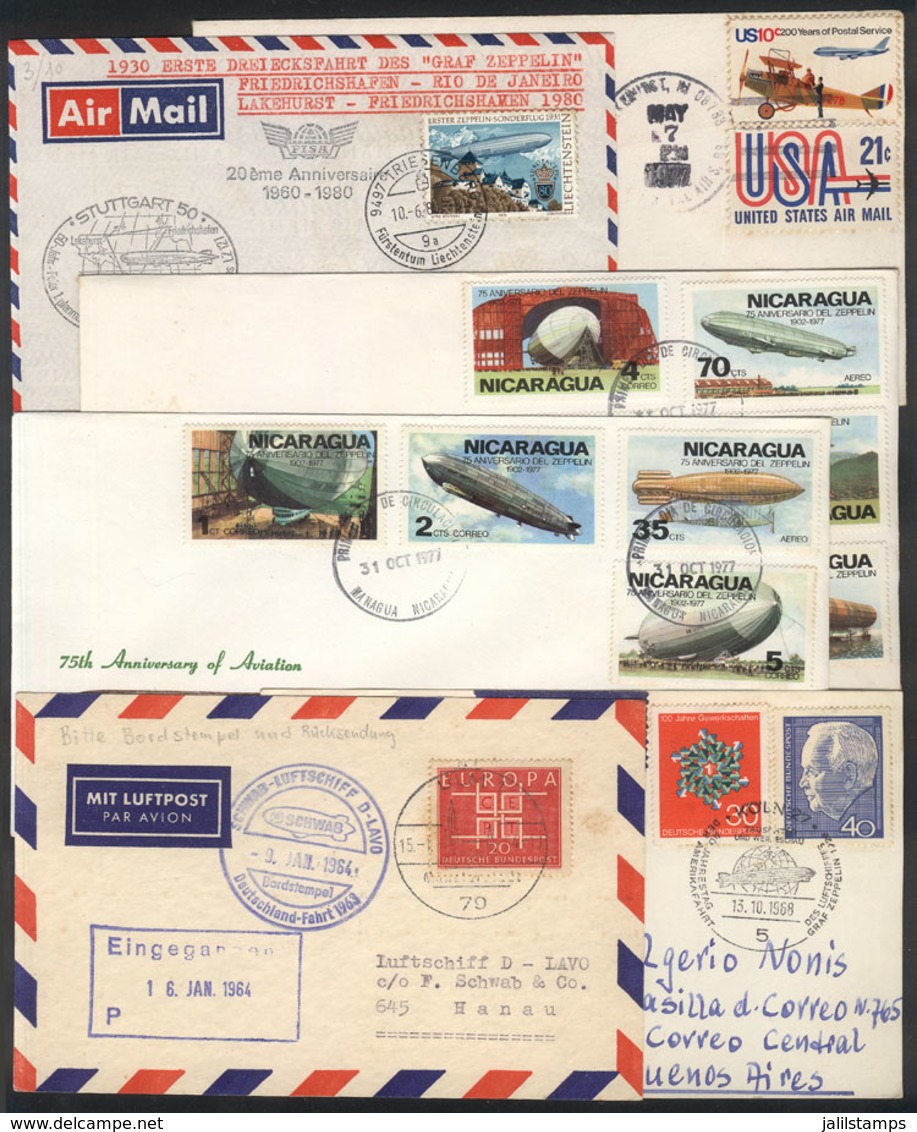 WORLDWIDE: ZEPPELIN: Over 50 Covers And Cards Of Varied Countries, All With Stamps And/or Postmarks Related To Topic Zep - Sonstige & Ohne Zuordnung