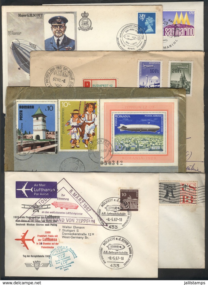 WORLDWIDE: ZEPPELIN: Over 50 Covers And Cards Of Varied Countries, All With Stamps And/or Postmarks Related To Topic Zep - Altri & Non Classificati