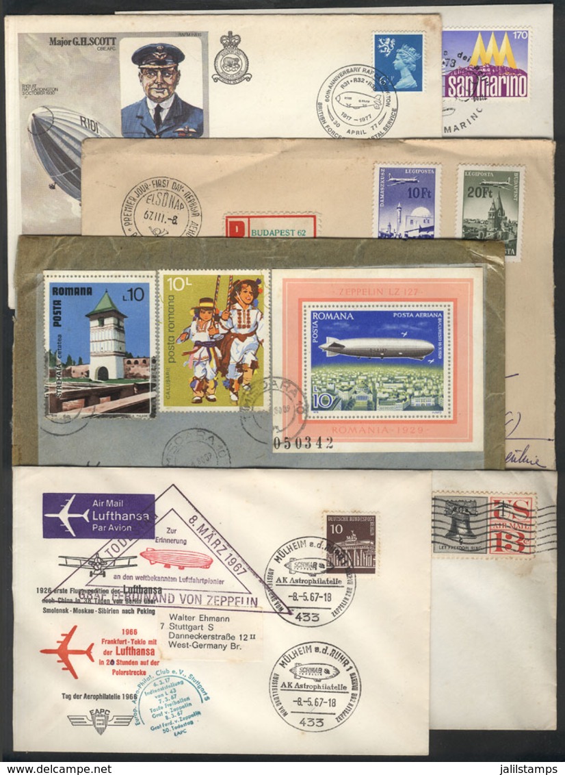 WORLDWIDE: ZEPPELIN: Over 50 Covers And Cards Of Varied Countries, All With Stamps And/or Postmarks Related To Topic Zep - Sonstige & Ohne Zuordnung