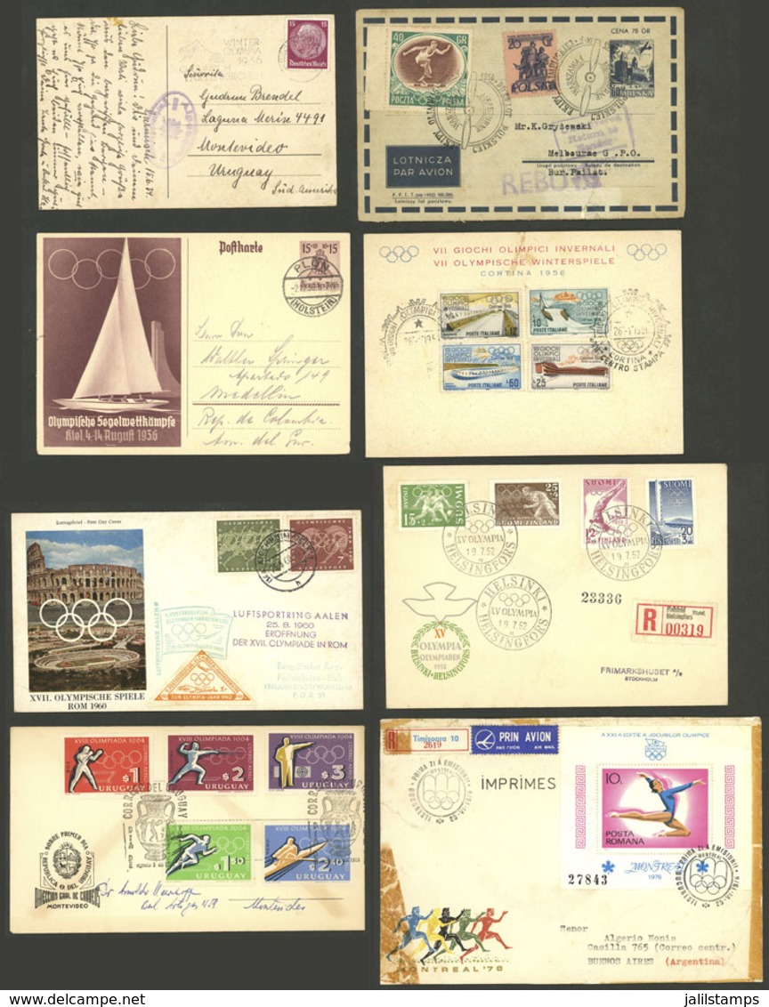 WORLDWIDE: SPORT, OLYMPIC GAMES: About 49 Covers, Cards, Etc. Of Varied Countries, With Postages And/or Cancels Related  - Other & Unclassified