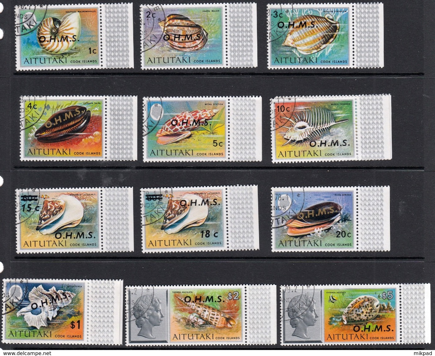 Aitutaki 1978 Shells Set OHMS O/print - Fine Used - Aitutaki