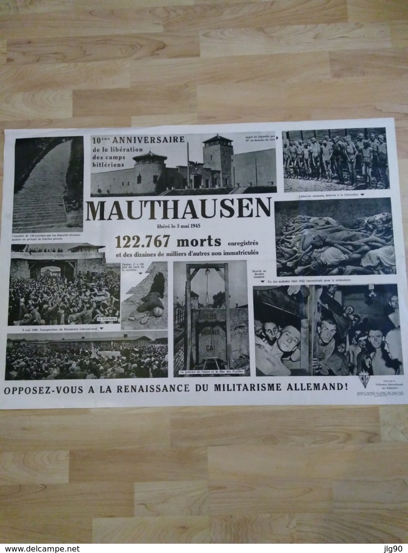 Affiche Des 10ans De La Libération Du Camp De Mauthausen, 84 X 60cm - 1939-45