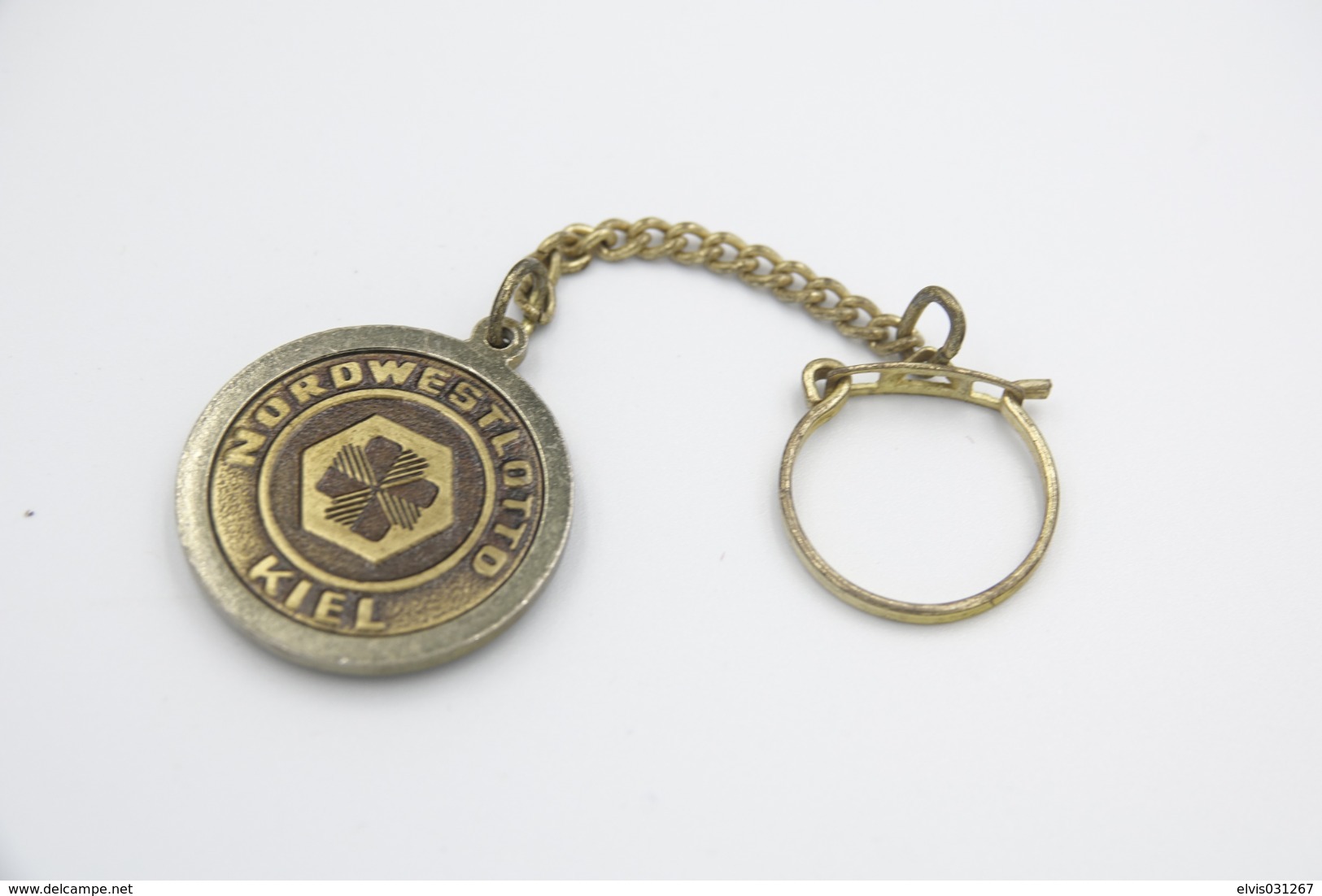 Vintage KEYCHAIN :  NORDWEST LOTTO KIEL COIN LUCKY -  RaRe - 1980's - Porte-cles - Porte-clefs