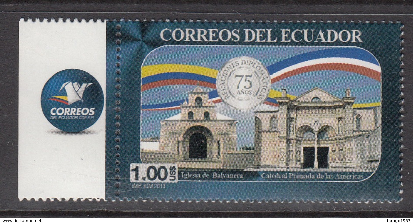 2013 Ecuador Links With Dominican Republic Architecture Complete Set Of 1 MNH - Ecuador