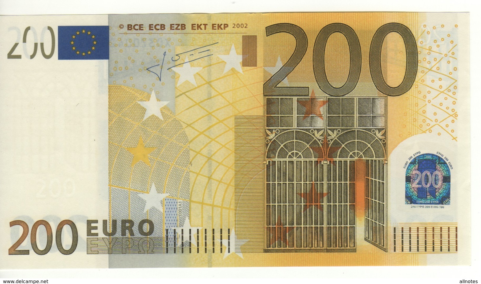 200 EURO  "X"   Firma TRICHET    E 001 A1  X03  /   FDS - UNC - 200 Euro