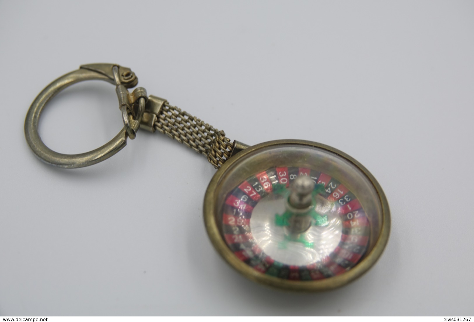 Vintage KEYCHAIN : GAMBLING GAME LOTTO ROULETTE -  RaRe - 1960's - Porte-cles - Porte-clefs