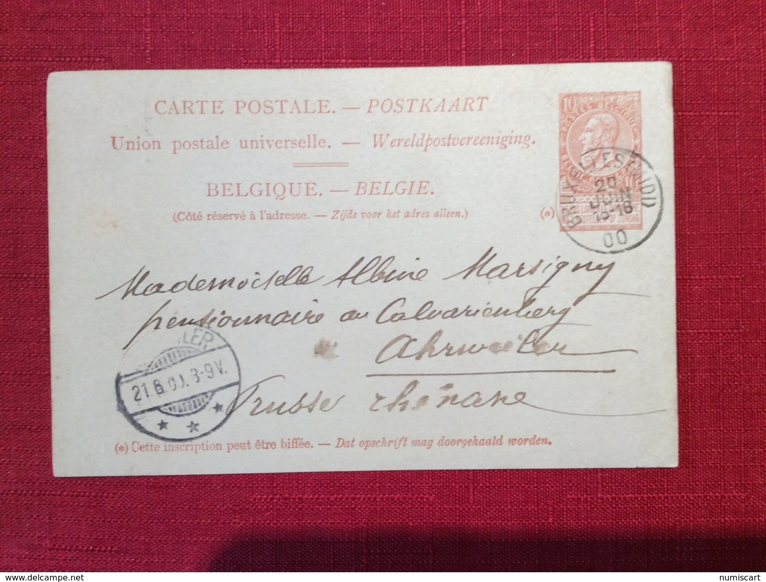 Liège Belgique Carte Postale Entier Postal Cachet 1900 Envoyé En Prusse Rhenanie Recto Verso - Autres & Non Classés