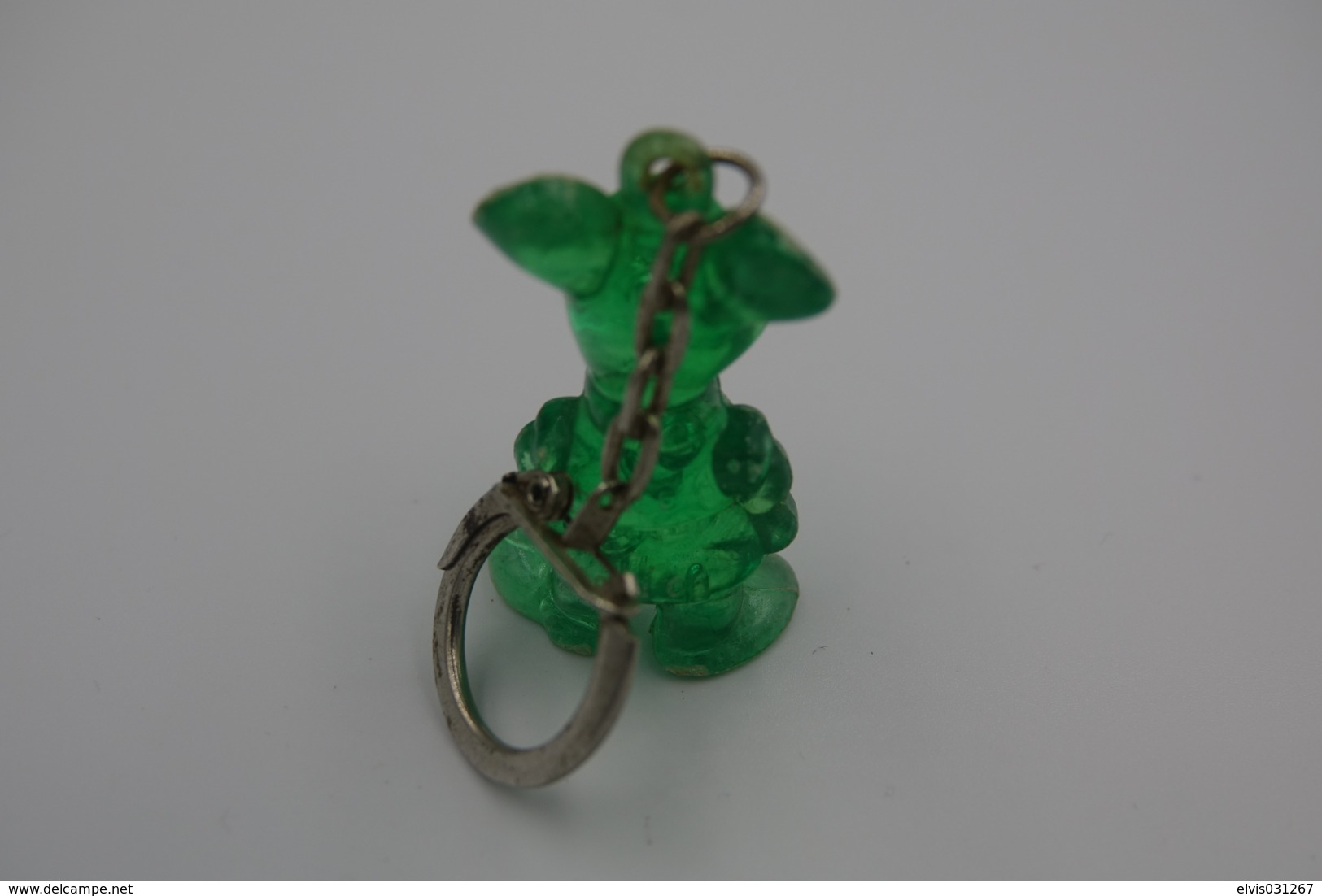 Vintage KEYCHAIN : MOUSE CLEAR GREEN PLASTIC - Germany -  RaRe - 19**'s - Porte-cles - Porte-clefs