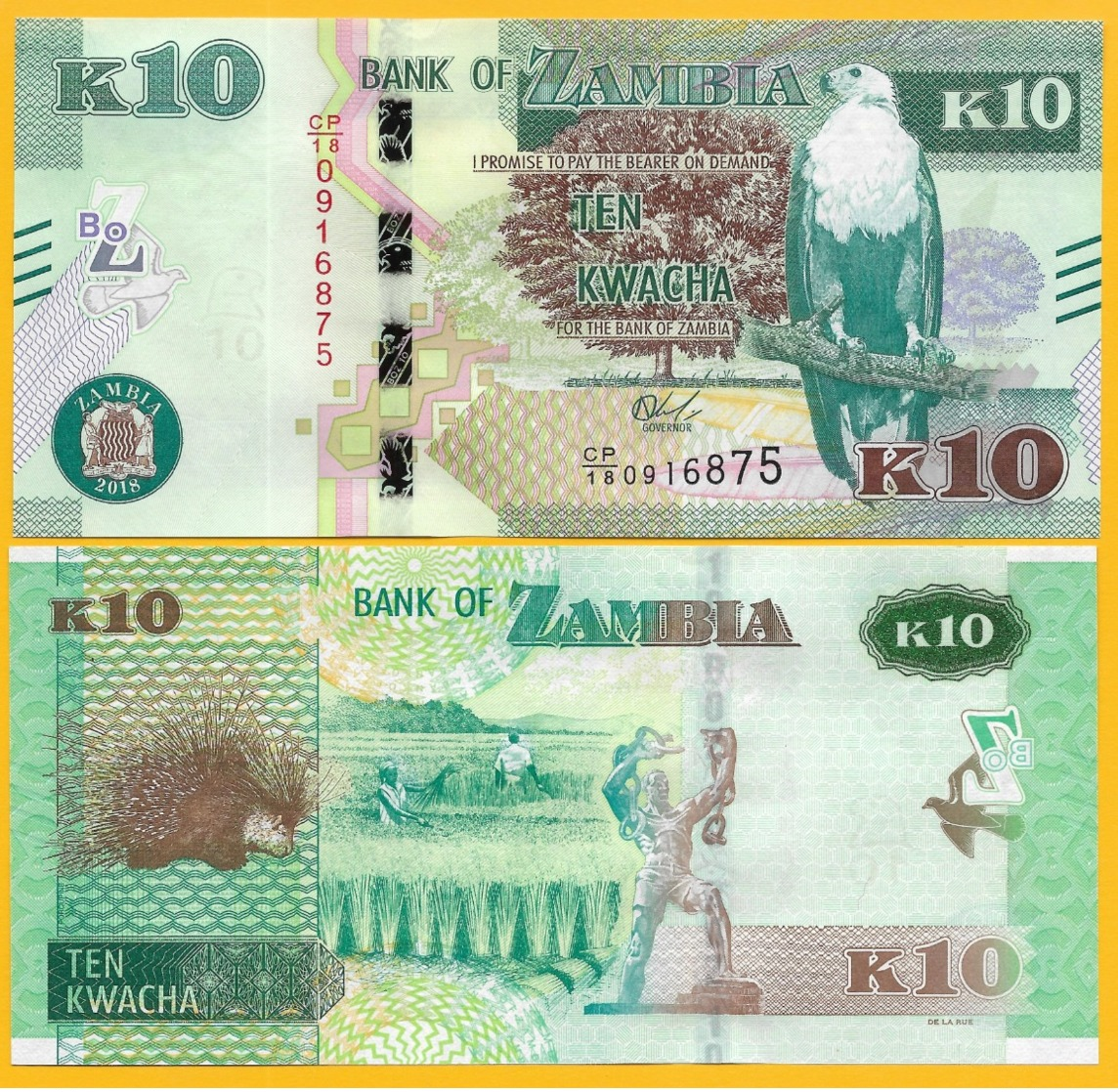 Zambia 10 Kwacha P-58 2018 UNC Banknote - Zambia