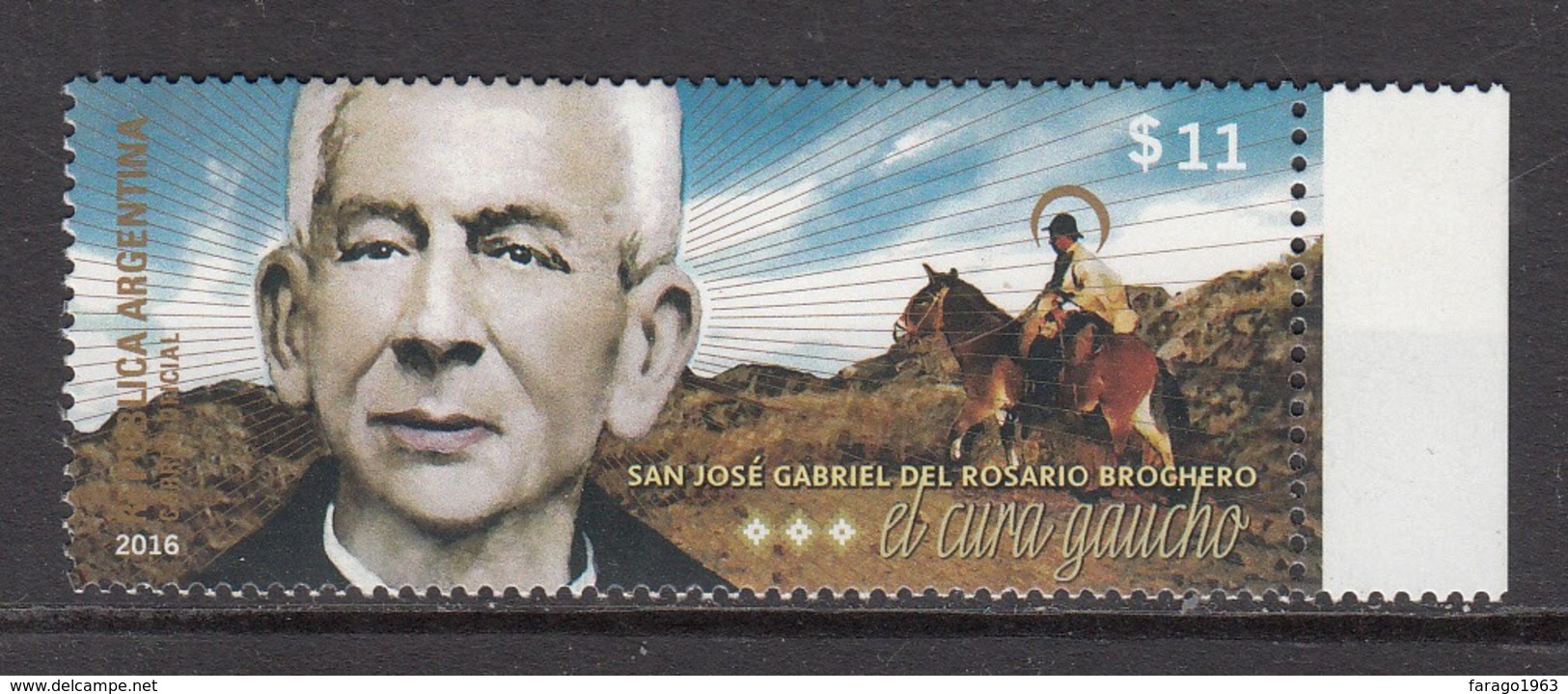 2016 Argentina Cowboy Gaucho Horses Brochero    Complete Set Of  1 MNH - Unused Stamps