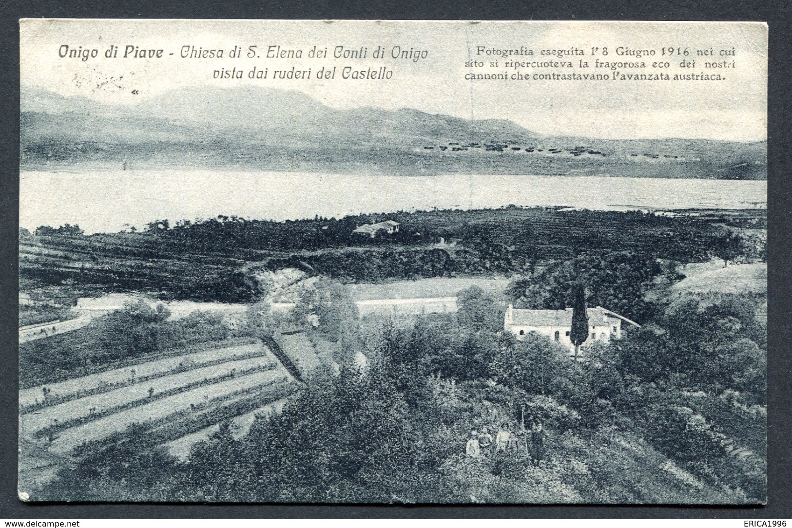 CV2940 ONIGO DI PIAVE (Treviso TV) Chiesa Di S. Elena Dei Conti Di Onigo, FP, Viaggiata 1917 Per Milano, Ottime Condizio - Treviso