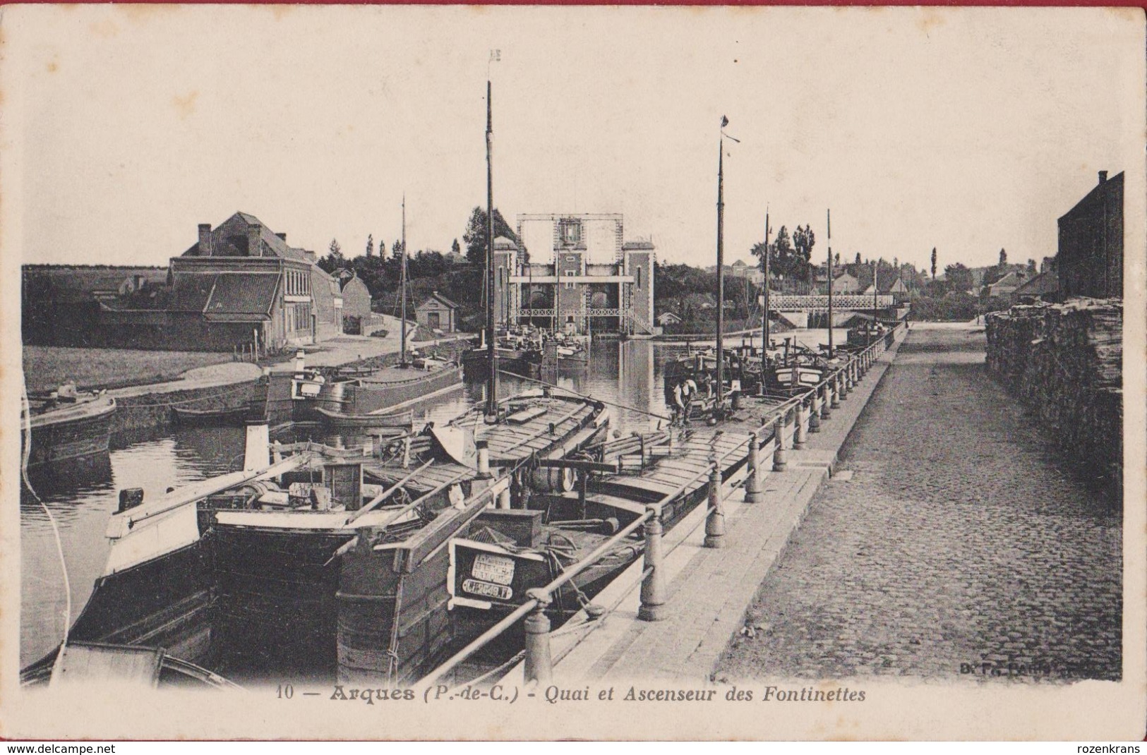 Arques Quai Et Ascenseur Des Fontinettes Barge Peniche Binnenschip Binnenscheepvaart Sluis Lock Ecluse - Arques