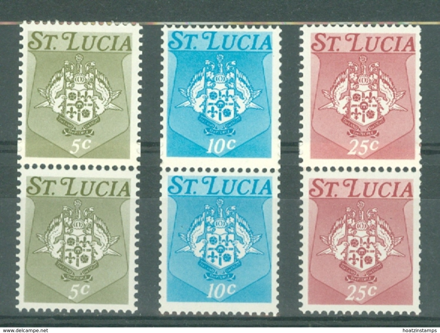 St Lucia: 1973/76   Coil Stamps  [Wmk Upright]   MH Pairs - St.Lucia (1979-...)