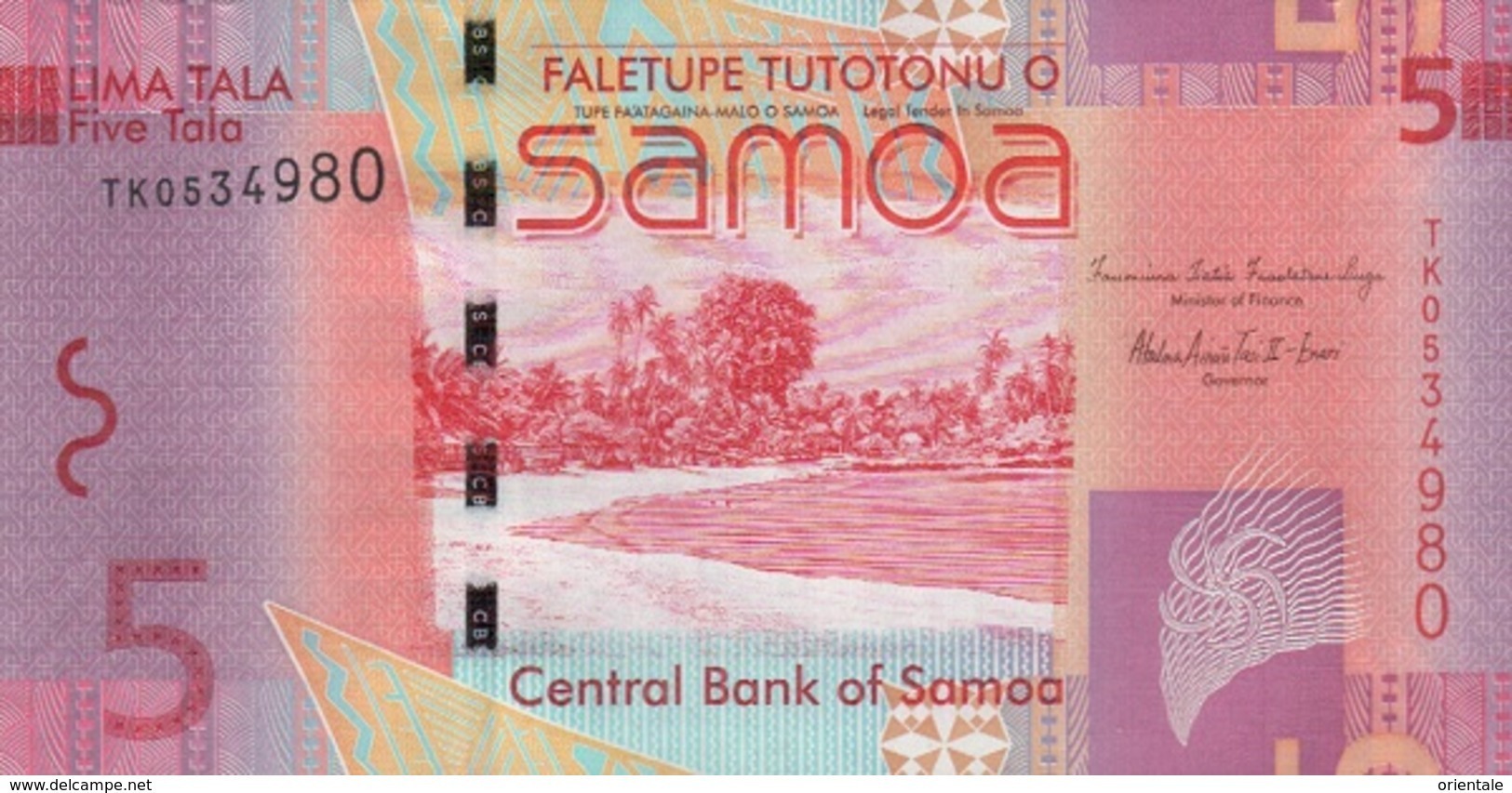 SAMOA P. 38b 5 T 2012 UNC - Samoa