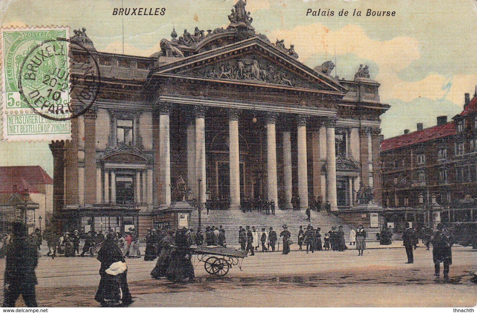 1910 Bruxelles - La Place De La Bourse   - Animée  - Beau Plan - Marktpleinen, Pleinen