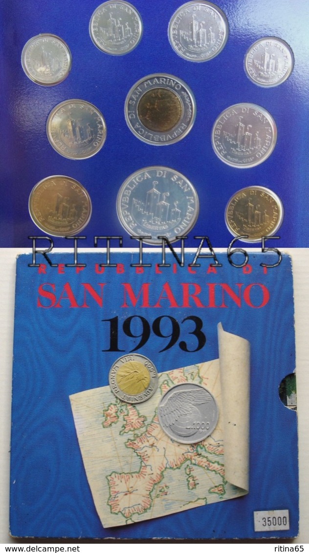 SAN MARINO DIVISIONALE ANNO 1993 10 VALORI FDC SET ZECCA - San Marino