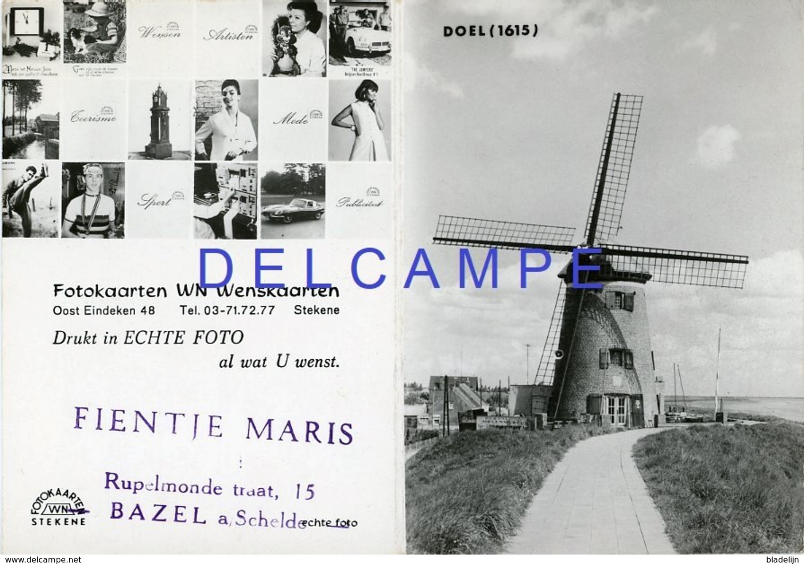 DOEL - Beveren (O.Vl.) - Molen/moulin - Reclamekaartje Met Kalender 1969 Voor Fotokaarten WN In Stekene Met Scheldemolen - Autres & Non Classés