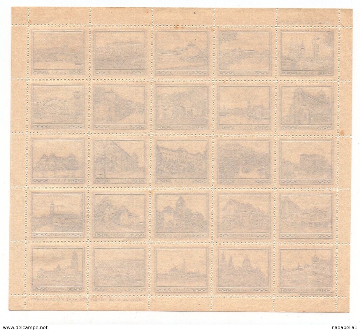 CROATIA, NDH, CROATIAN CITIES, ALSO BOSNIA, MONTENEGRO AND VOJVODINA, POSTER STAMP BLOCK - Croatia