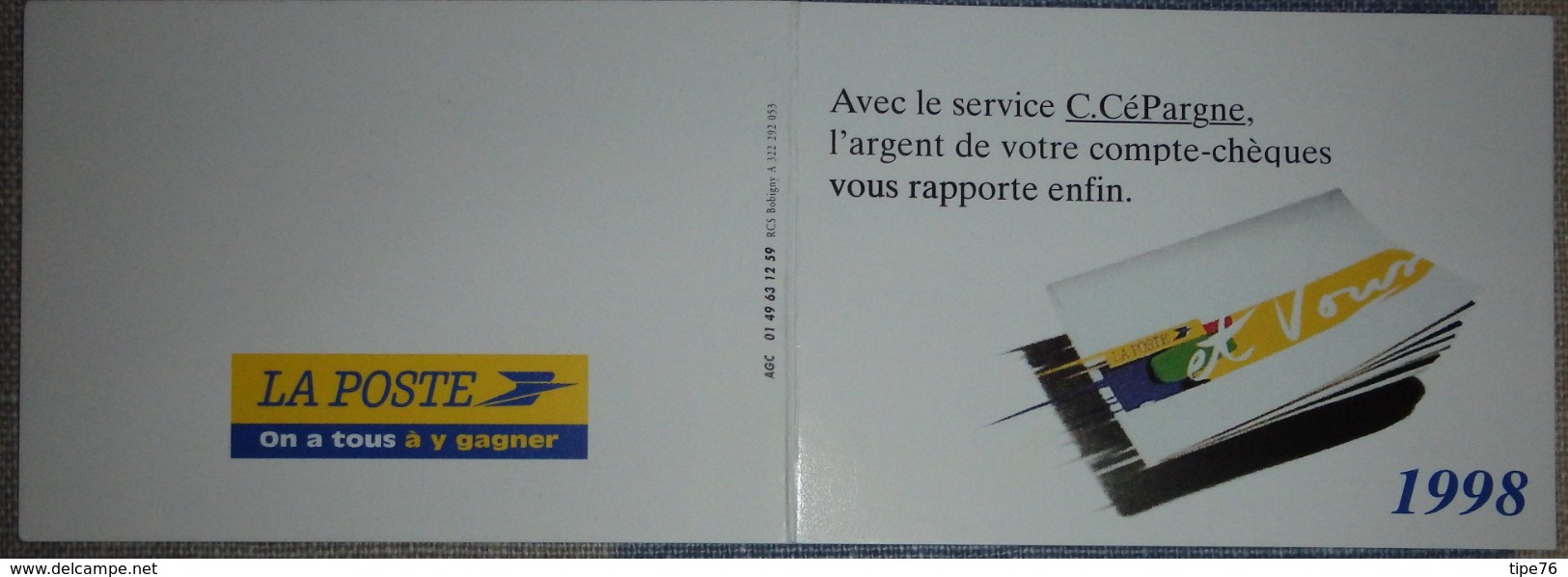 Petit Calendrier De Poche 1998 La Poste  Service C.Cépargne - Format Carte Bleue Double - Petit Format : 1991-00