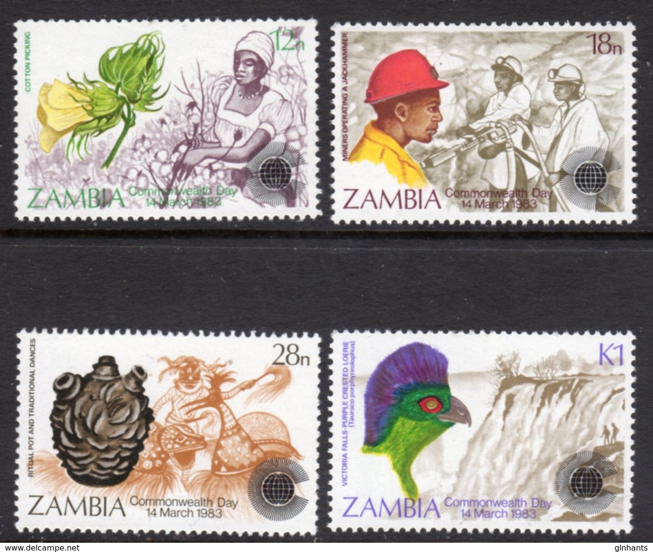 ZAMBIA - 1983 COMMONWEALTH DAY SET (4V) FINE MNH ** SG 379-382 - Zambia (1965-...)