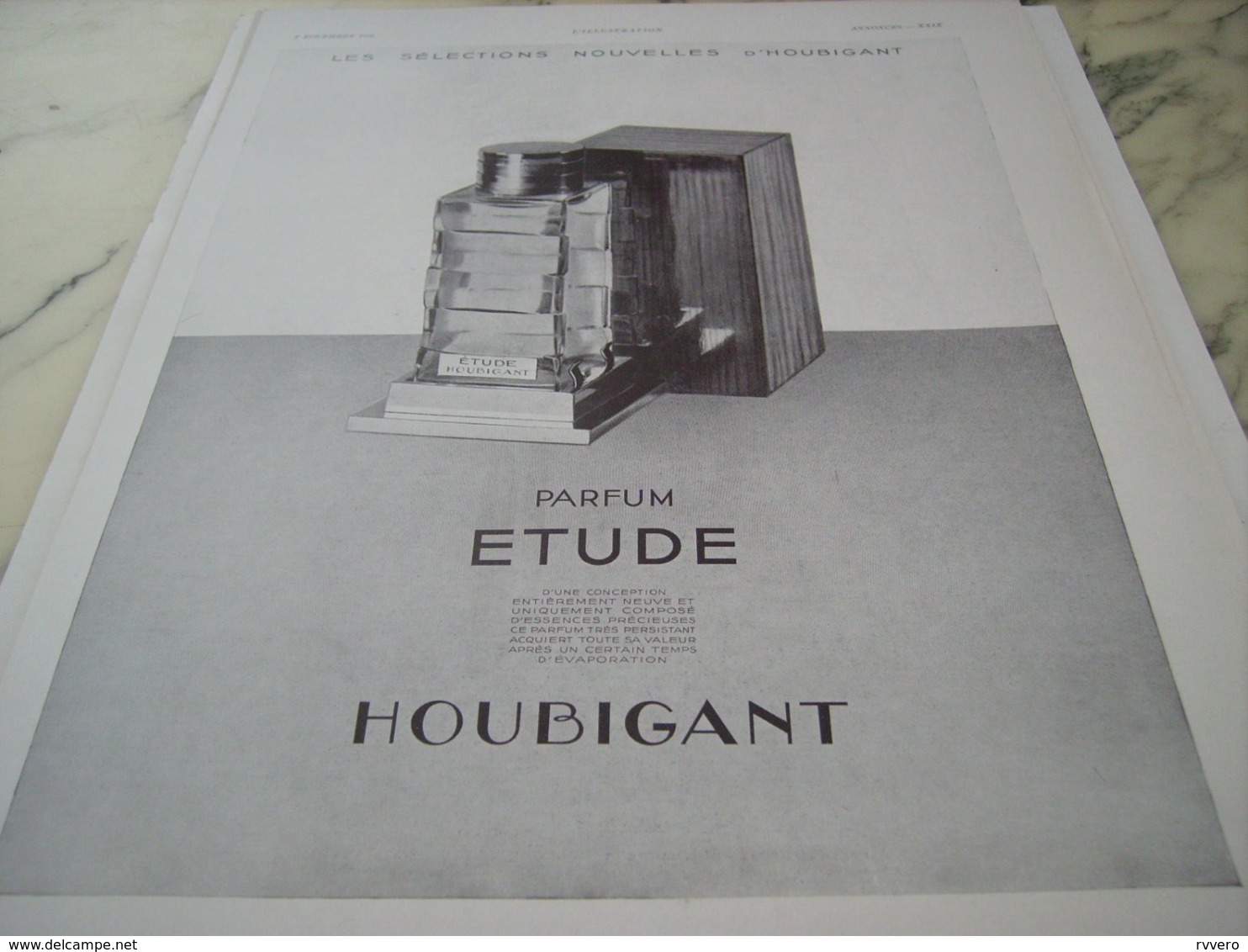 ANCIENNE PUBLICITE PARFUM ETUDE DE  HOUBIGANT 1931 - Other & Unclassified