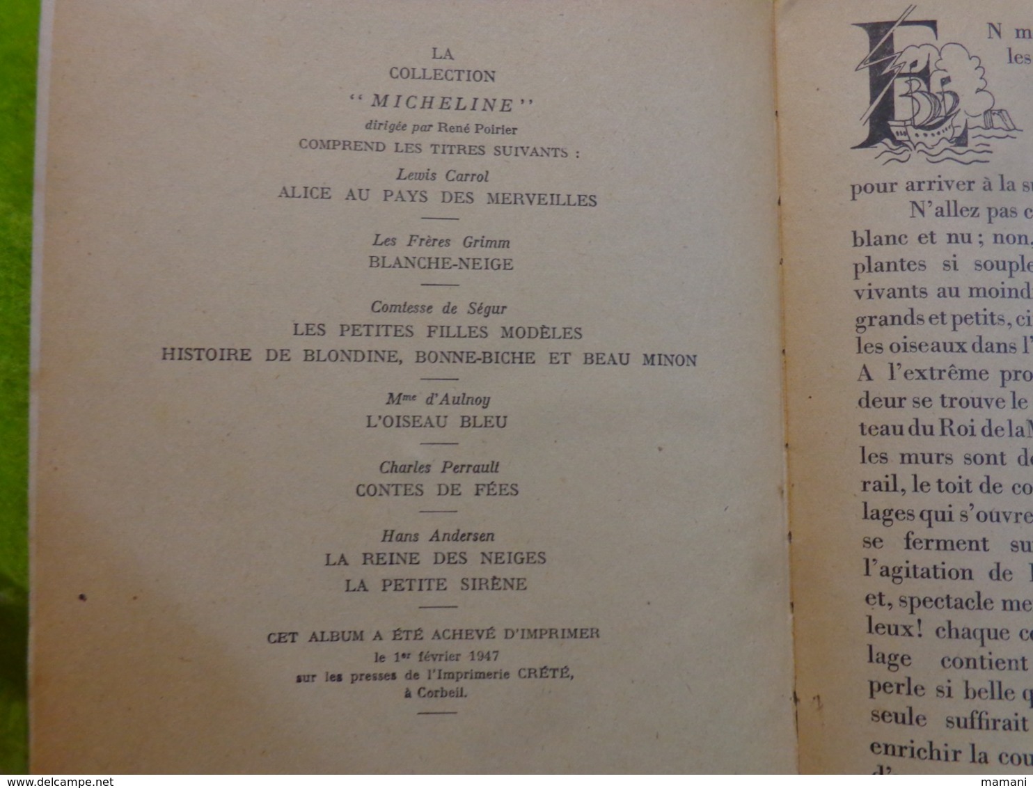 LA PETITE SIRENE et autres contes CONTE D'ANDERSEN 1947 -ce que fait le vieux est bien-la petite marchande d'allu