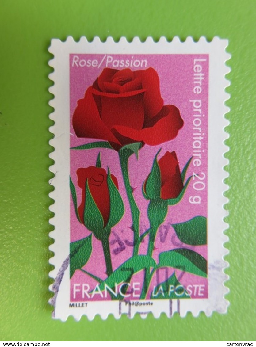 Timbre France YT 669 AA - Flore - "Dites-le Avec Des Fleurs" - La Rose Symbolise La Passion - 2012 - Cachet Rond - Altri & Non Classificati