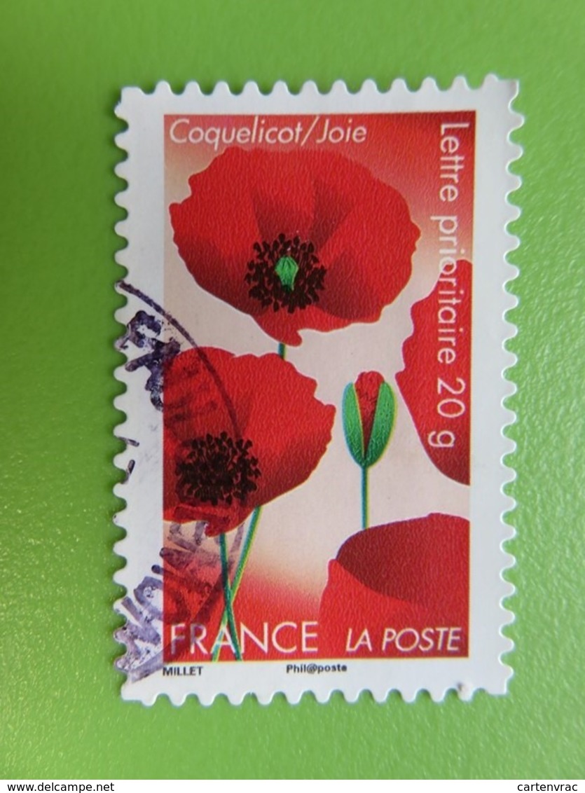 Timbre France YT 672 AA - Flore - "Dites-le Avec Des Fleurs" - Le Coquelicot Symbolise La Joie - 2012 - Cachet Rond - Altri & Non Classificati